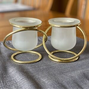 Partylite Frosted Glass & Gold Unity Candle Holder